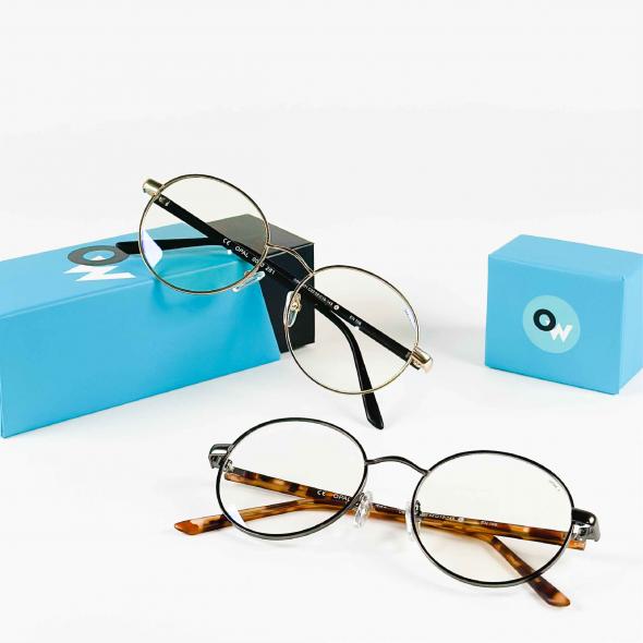 Blue light glasses, larger frames, gold-black